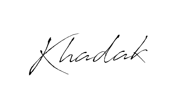 Make a beautiful signature design for name Khadak. With this signature (Antro_Vectra) style, you can create a handwritten signature for free. Khadak signature style 6 images and pictures png