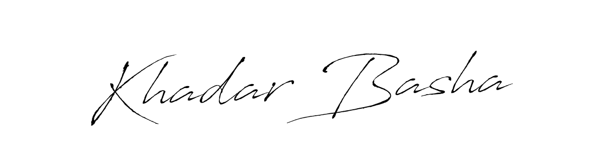 Make a beautiful signature design for name Khadar Basha. With this signature (Antro_Vectra) style, you can create a handwritten signature for free. Khadar Basha signature style 6 images and pictures png