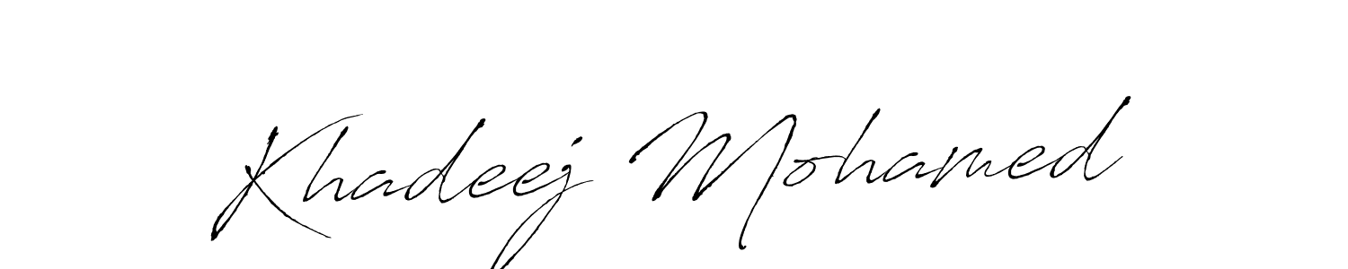 Antro_Vectra is a professional signature style that is perfect for those who want to add a touch of class to their signature. It is also a great choice for those who want to make their signature more unique. Get Khadeej Mohamed name to fancy signature for free. Khadeej Mohamed signature style 6 images and pictures png