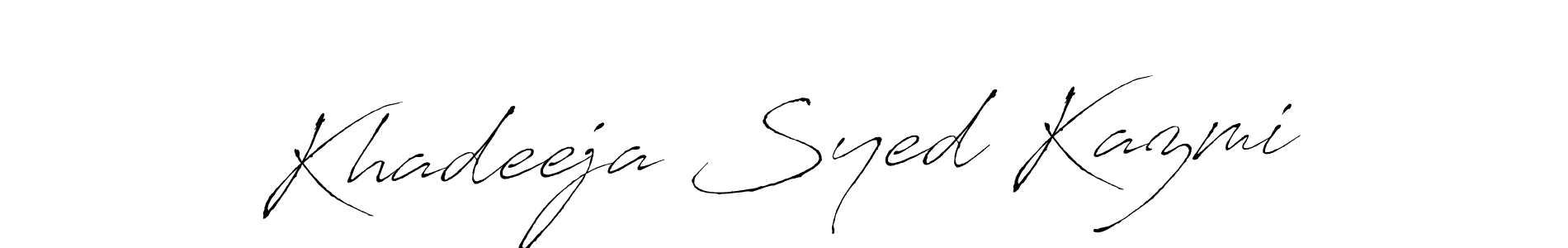 Also we have Khadeeja Syed Kazmi name is the best signature style. Create professional handwritten signature collection using Antro_Vectra autograph style. Khadeeja Syed Kazmi signature style 6 images and pictures png
