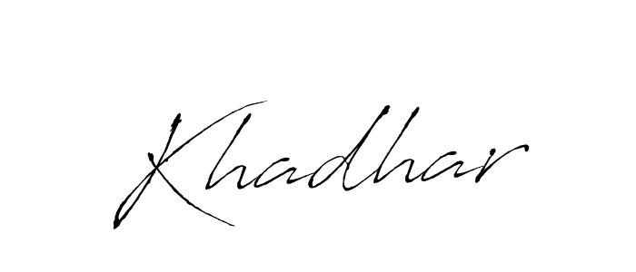 Use a signature maker to create a handwritten signature online. With this signature software, you can design (Antro_Vectra) your own signature for name Khadhar. Khadhar signature style 6 images and pictures png