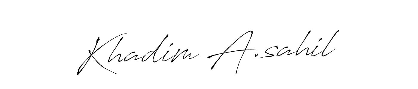 if you are searching for the best signature style for your name Khadim A.sahil. so please give up your signature search. here we have designed multiple signature styles  using Antro_Vectra. Khadim A.sahil signature style 6 images and pictures png