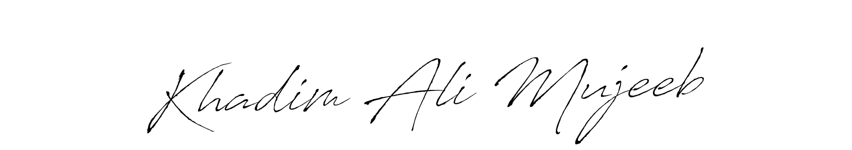 Antro_Vectra is a professional signature style that is perfect for those who want to add a touch of class to their signature. It is also a great choice for those who want to make their signature more unique. Get Khadim Ali Mujeeb name to fancy signature for free. Khadim Ali Mujeeb signature style 6 images and pictures png