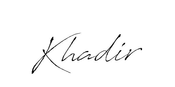 Make a beautiful signature design for name Khadir. With this signature (Antro_Vectra) style, you can create a handwritten signature for free. Khadir signature style 6 images and pictures png
