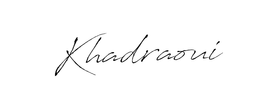 Design your own signature with our free online signature maker. With this signature software, you can create a handwritten (Antro_Vectra) signature for name Khadraoui. Khadraoui signature style 6 images and pictures png