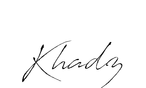 Design your own signature with our free online signature maker. With this signature software, you can create a handwritten (Antro_Vectra) signature for name Khadz. Khadz signature style 6 images and pictures png