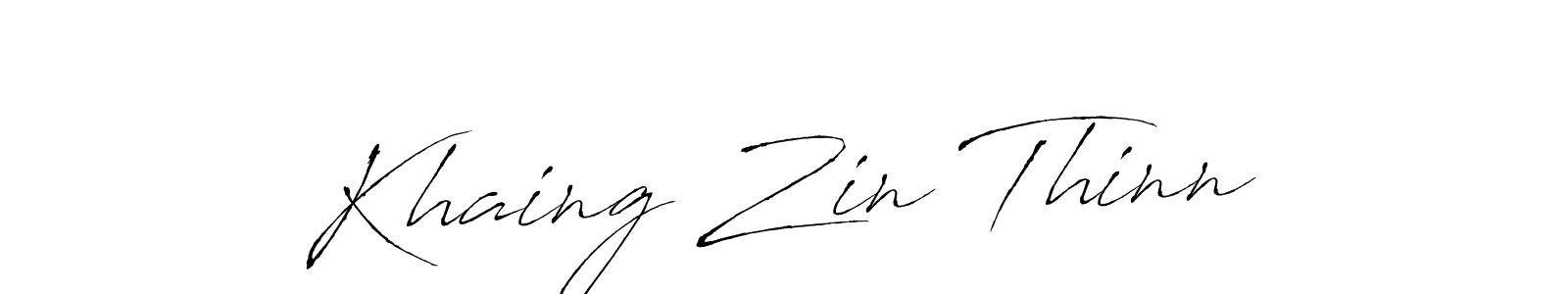 The best way (Antro_Vectra) to make a short signature is to pick only two or three words in your name. The name Khaing Zin Thinn include a total of six letters. For converting this name. Khaing Zin Thinn signature style 6 images and pictures png