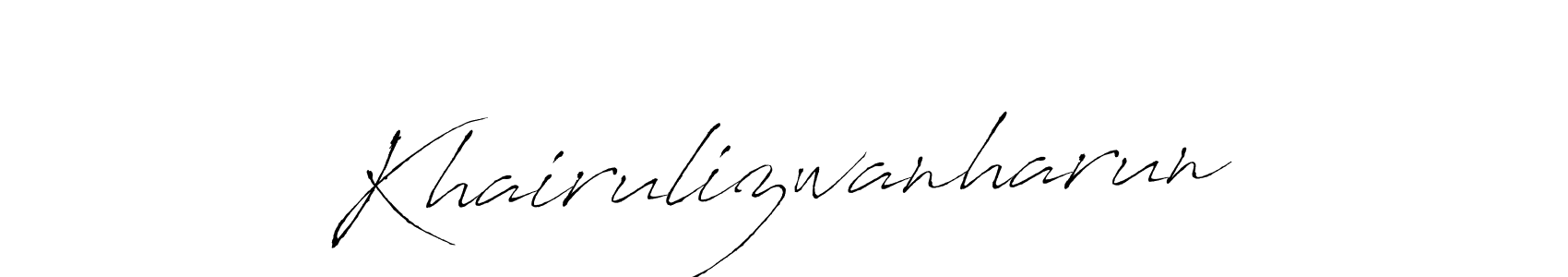 Use a signature maker to create a handwritten signature online. With this signature software, you can design (Antro_Vectra) your own signature for name Khairulizwanharun. Khairulizwanharun signature style 6 images and pictures png