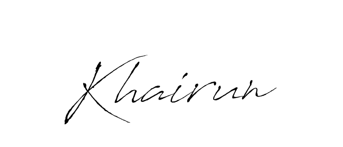 Design your own signature with our free online signature maker. With this signature software, you can create a handwritten (Antro_Vectra) signature for name Khairun. Khairun signature style 6 images and pictures png