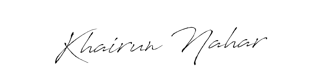 Make a beautiful signature design for name Khairun Nahar. With this signature (Antro_Vectra) style, you can create a handwritten signature for free. Khairun Nahar signature style 6 images and pictures png