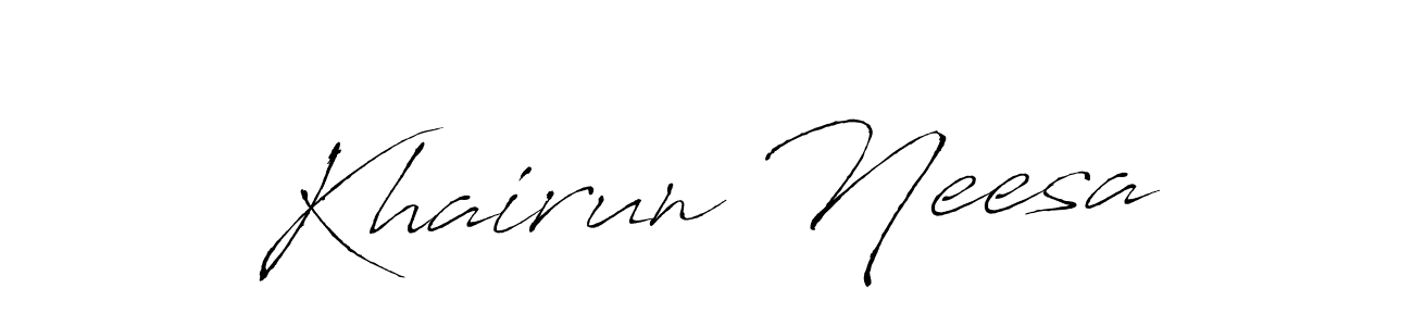 Make a beautiful signature design for name Khairun Neesa. With this signature (Antro_Vectra) style, you can create a handwritten signature for free. Khairun Neesa signature style 6 images and pictures png