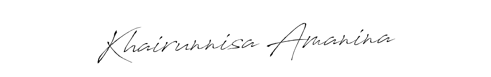 The best way (Antro_Vectra) to make a short signature is to pick only two or three words in your name. The name Khairunnisa Amanina include a total of six letters. For converting this name. Khairunnisa Amanina signature style 6 images and pictures png