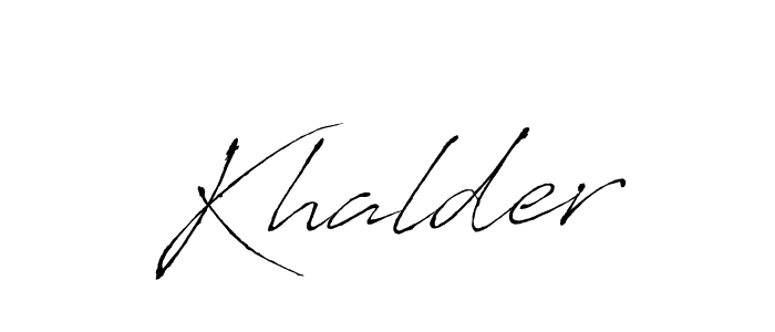 Make a beautiful signature design for name Khalder. With this signature (Antro_Vectra) style, you can create a handwritten signature for free. Khalder signature style 6 images and pictures png