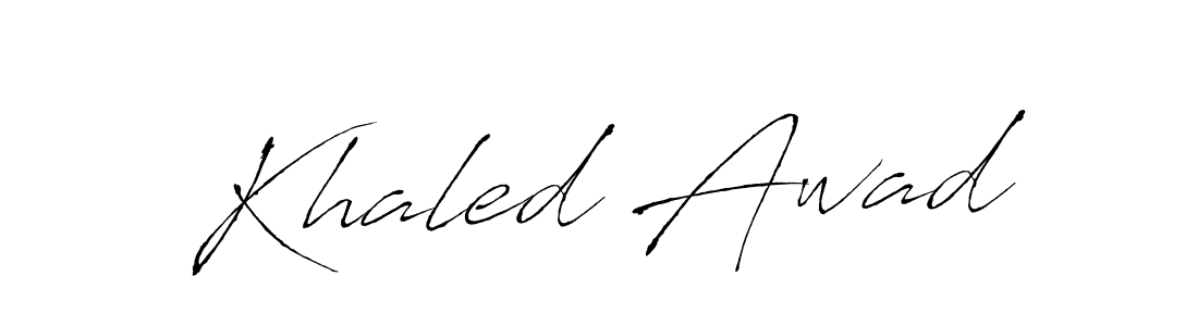 How to make Khaled Awad name signature. Use Antro_Vectra style for creating short signs online. This is the latest handwritten sign. Khaled Awad signature style 6 images and pictures png