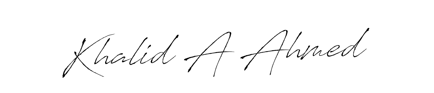 How to make Khalid A Ahmed name signature. Use Antro_Vectra style for creating short signs online. This is the latest handwritten sign. Khalid A Ahmed signature style 6 images and pictures png