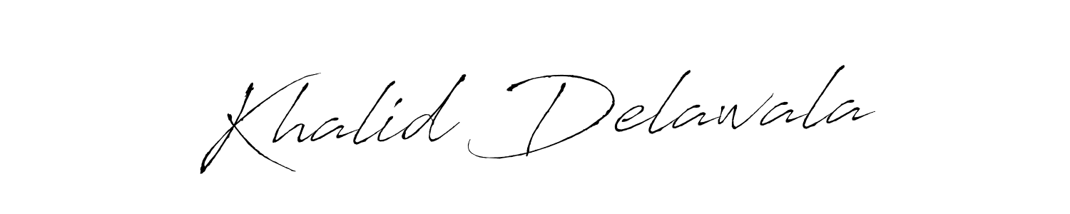 Create a beautiful signature design for name Khalid Delawala. With this signature (Antro_Vectra) fonts, you can make a handwritten signature for free. Khalid Delawala signature style 6 images and pictures png