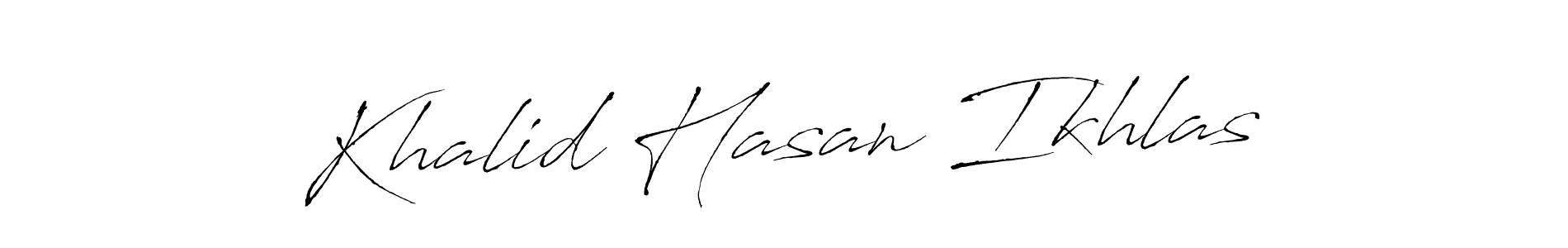 How to make Khalid Hasan Ikhlas signature? Antro_Vectra is a professional autograph style. Create handwritten signature for Khalid Hasan Ikhlas name. Khalid Hasan Ikhlas signature style 6 images and pictures png