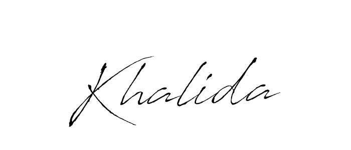 Make a beautiful signature design for name Khalida. With this signature (Antro_Vectra) style, you can create a handwritten signature for free. Khalida signature style 6 images and pictures png