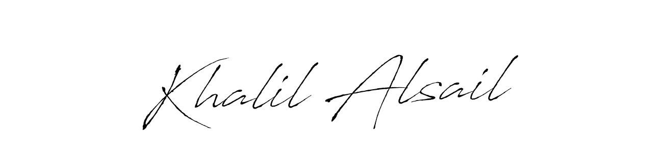 How to make Khalil Alsail name signature. Use Antro_Vectra style for creating short signs online. This is the latest handwritten sign. Khalil Alsail signature style 6 images and pictures png