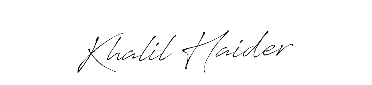 Make a beautiful signature design for name Khalil Haider. With this signature (Antro_Vectra) style, you can create a handwritten signature for free. Khalil Haider signature style 6 images and pictures png