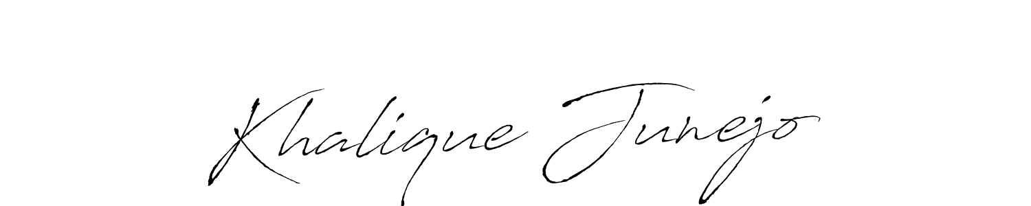 Design your own signature with our free online signature maker. With this signature software, you can create a handwritten (Antro_Vectra) signature for name Khalique Junejo. Khalique Junejo signature style 6 images and pictures png