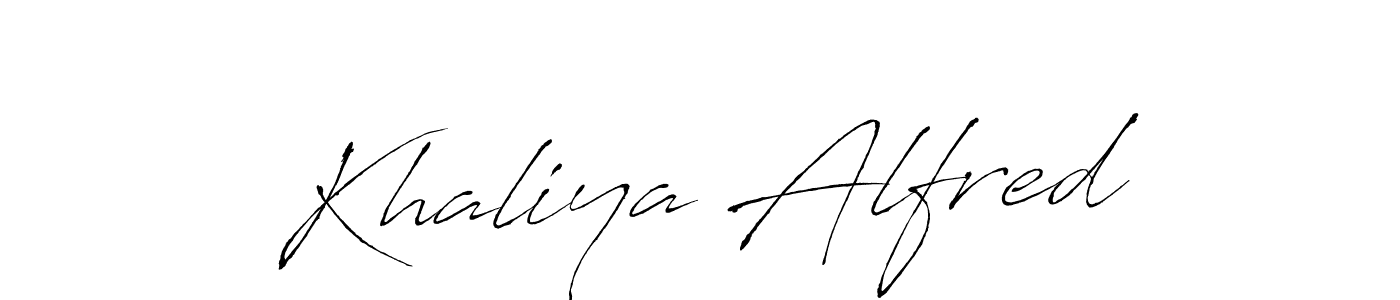 How to make Khaliya Alfred name signature. Use Antro_Vectra style for creating short signs online. This is the latest handwritten sign. Khaliya Alfred signature style 6 images and pictures png