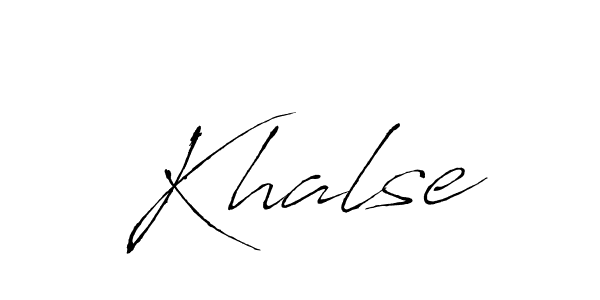 Use a signature maker to create a handwritten signature online. With this signature software, you can design (Antro_Vectra) your own signature for name Khalse. Khalse signature style 6 images and pictures png
