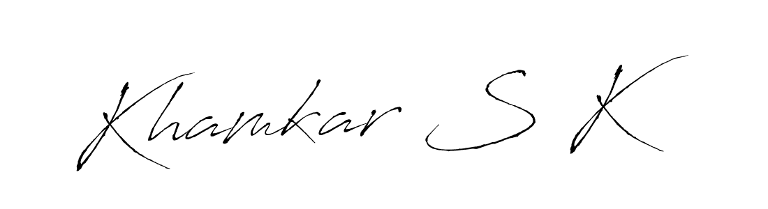 The best way (Antro_Vectra) to make a short signature is to pick only two or three words in your name. The name Khamkar S K include a total of six letters. For converting this name. Khamkar S K signature style 6 images and pictures png