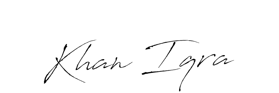 Use a signature maker to create a handwritten signature online. With this signature software, you can design (Antro_Vectra) your own signature for name Khan Iqra. Khan Iqra signature style 6 images and pictures png