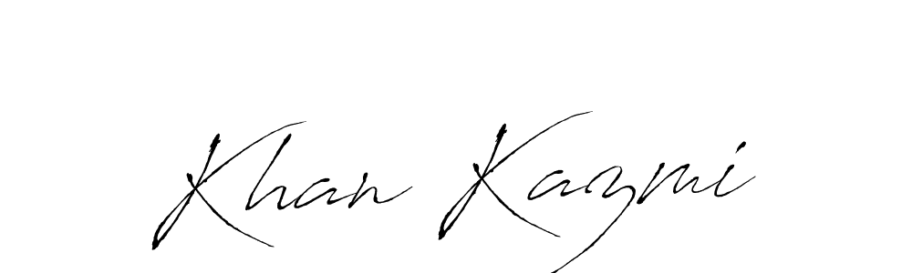 How to make Khan Kazmi name signature. Use Antro_Vectra style for creating short signs online. This is the latest handwritten sign. Khan Kazmi signature style 6 images and pictures png