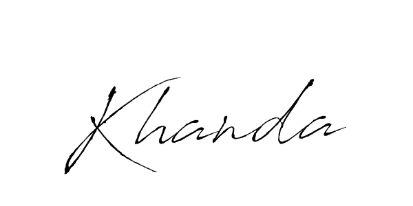 Make a beautiful signature design for name Khanda. With this signature (Antro_Vectra) style, you can create a handwritten signature for free. Khanda signature style 6 images and pictures png