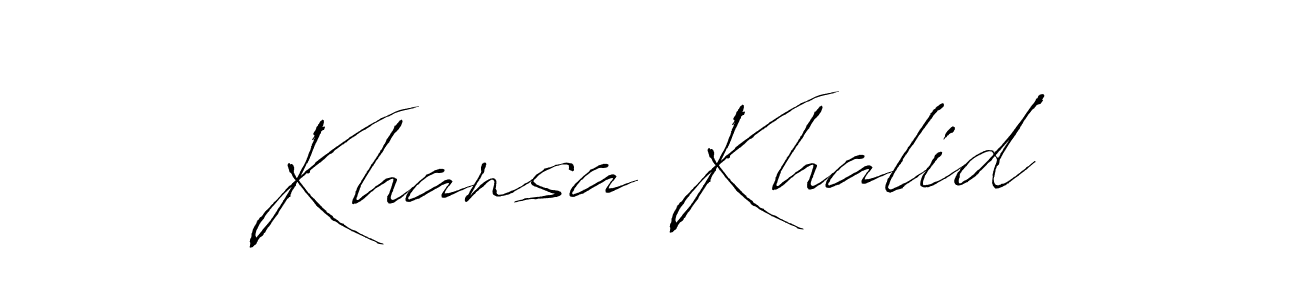 Also You can easily find your signature by using the search form. We will create Khansa Khalid name handwritten signature images for you free of cost using Antro_Vectra sign style. Khansa Khalid signature style 6 images and pictures png