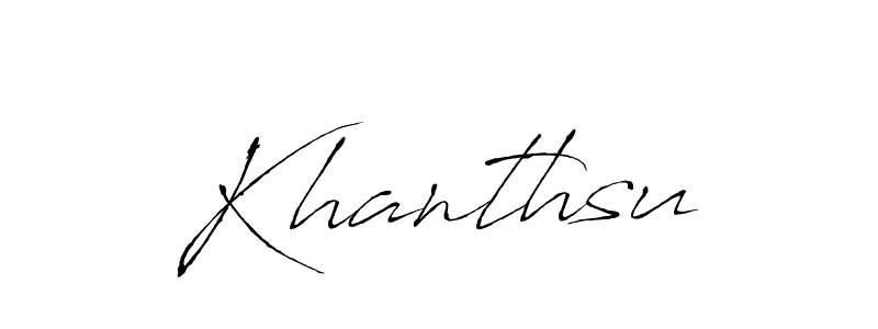 Make a beautiful signature design for name Khanthsu. With this signature (Antro_Vectra) style, you can create a handwritten signature for free. Khanthsu signature style 6 images and pictures png