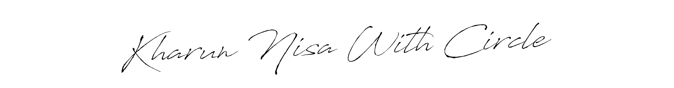 The best way (Antro_Vectra) to make a short signature is to pick only two or three words in your name. The name Kharun Nisa With Circle include a total of six letters. For converting this name. Kharun Nisa With Circle signature style 6 images and pictures png