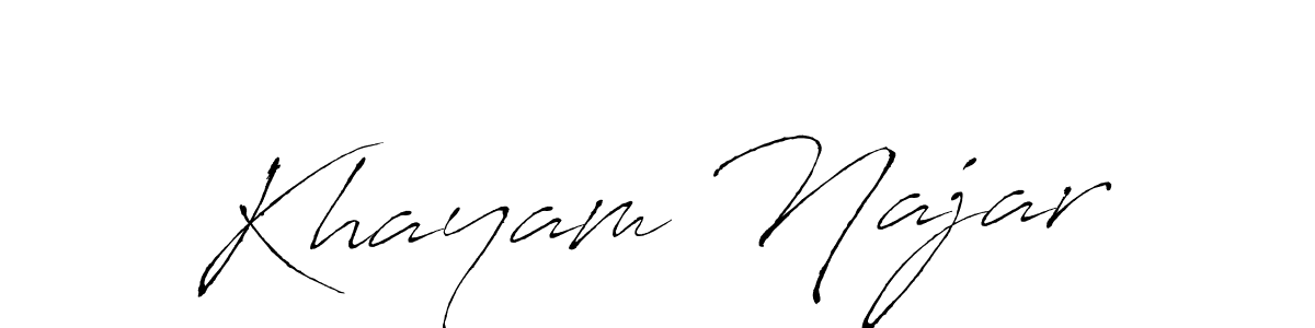 Make a beautiful signature design for name Khayam Najar. With this signature (Antro_Vectra) style, you can create a handwritten signature for free. Khayam Najar signature style 6 images and pictures png