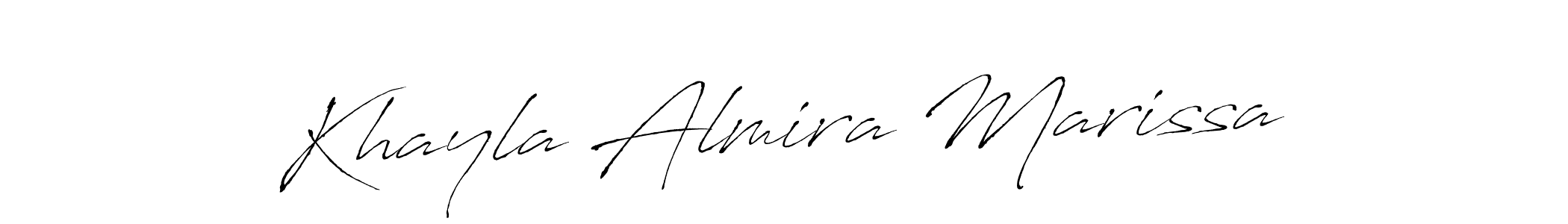 Antro_Vectra is a professional signature style that is perfect for those who want to add a touch of class to their signature. It is also a great choice for those who want to make their signature more unique. Get Khayla Almira Marissa name to fancy signature for free. Khayla Almira Marissa signature style 6 images and pictures png