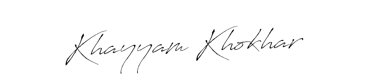 How to make Khayyam Khokhar name signature. Use Antro_Vectra style for creating short signs online. This is the latest handwritten sign. Khayyam Khokhar signature style 6 images and pictures png