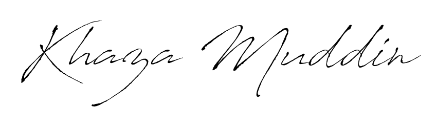 Antro_Vectra is a professional signature style that is perfect for those who want to add a touch of class to their signature. Get Khaza Muddin name fancy signature for free. Khaza Muddin signature style 6 images and pictures png