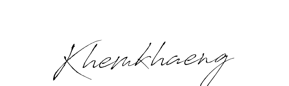 Make a beautiful signature design for name Khemkhaeng. With this signature (Antro_Vectra) style, you can create a handwritten signature for free. Khemkhaeng signature style 6 images and pictures png