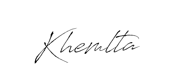 Make a beautiful signature design for name Khemlta. With this signature (Antro_Vectra) style, you can create a handwritten signature for free. Khemlta signature style 6 images and pictures png