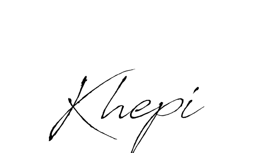 Design your own signature with our free online signature maker. With this signature software, you can create a handwritten (Antro_Vectra) signature for name Khepi. Khepi signature style 6 images and pictures png