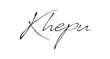 A sleek calligraphic signature for name Khepu utilizing Antro_Vectra styling. Great for adding personal signatures to photos and art. Khepu signature style 6 images and pictures png