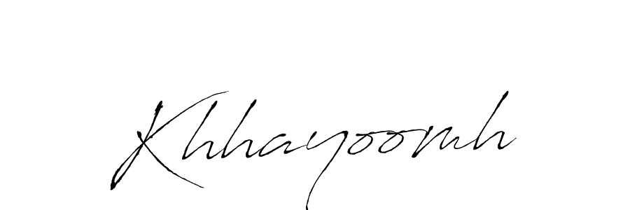 Use a signature maker to create a handwritten signature online. With this signature software, you can design (Antro_Vectra) your own signature for name Khhayoomh. Khhayoomh signature style 6 images and pictures png