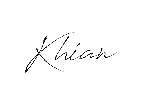 Design your own signature with our free online signature maker. With this signature software, you can create a handwritten (Antro_Vectra) signature for name Khian. Khian signature style 6 images and pictures png