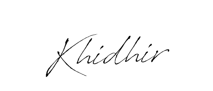if you are searching for the best signature style for your name Khidhir. so please give up your signature search. here we have designed multiple signature styles  using Antro_Vectra. Khidhir signature style 6 images and pictures png