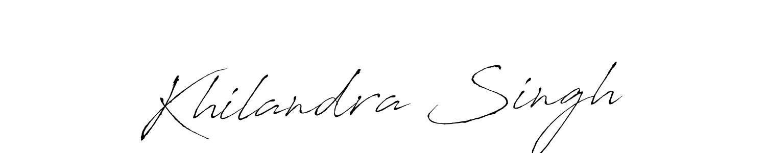 The best way (Antro_Vectra) to make a short signature is to pick only two or three words in your name. The name Khilandra Singh include a total of six letters. For converting this name. Khilandra Singh signature style 6 images and pictures png