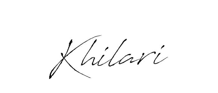 Design your own signature with our free online signature maker. With this signature software, you can create a handwritten (Antro_Vectra) signature for name Khilari. Khilari signature style 6 images and pictures png