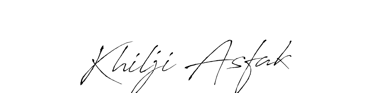 How to make Khilji Asfak name signature. Use Antro_Vectra style for creating short signs online. This is the latest handwritten sign. Khilji Asfak signature style 6 images and pictures png