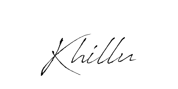 Design your own signature with our free online signature maker. With this signature software, you can create a handwritten (Antro_Vectra) signature for name Khillu. Khillu signature style 6 images and pictures png