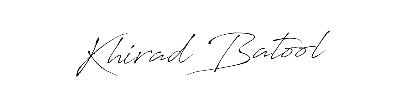 How to make Khirad Batool name signature. Use Antro_Vectra style for creating short signs online. This is the latest handwritten sign. Khirad Batool signature style 6 images and pictures png